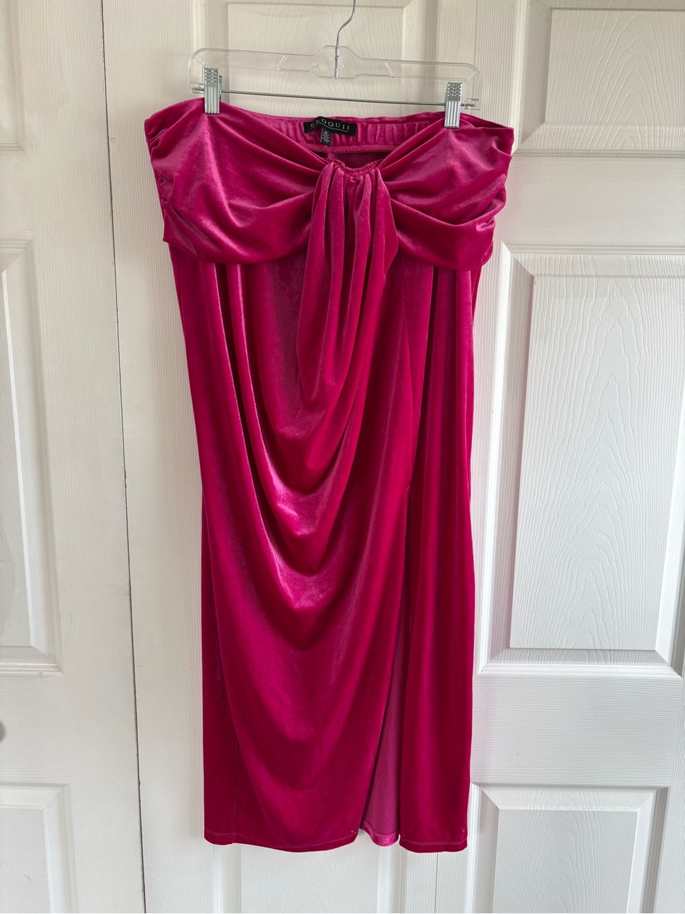 Eloquii‎ Velvet Twist Front Slit Midi Skirt Hot Pink Size 16 Party Occasion Sexy